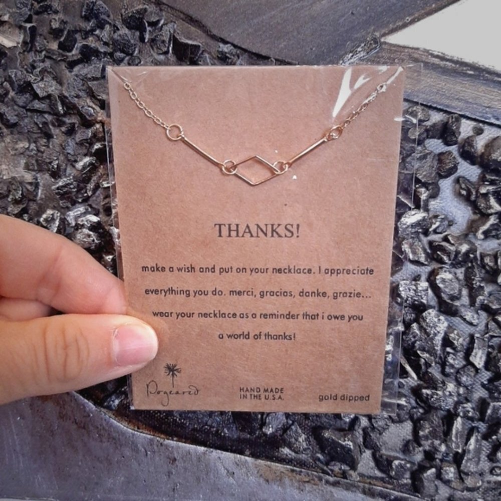 3/$20 NEW Thanks Gold Chain Diamond Necklace Appreciation Gratitude Teacher Gift